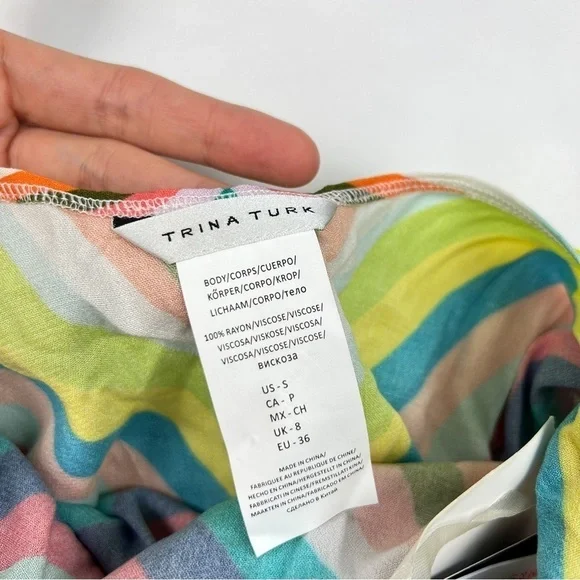 NWT Trina Turk Multicolor Aveiro Striped Scarf Coverup Dress